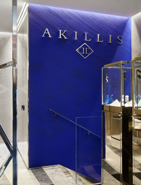 Rock spirit for the layout of a luxury jewelry store at Akillis
