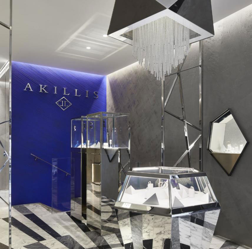 Rock spirit for the layout of a luxury jewelry store at Akillis